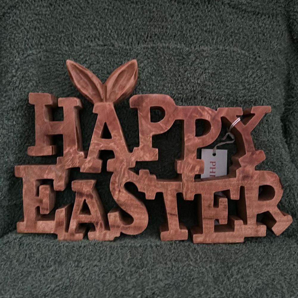 Happy Easter Wooden Sign Made In Philippines NEW